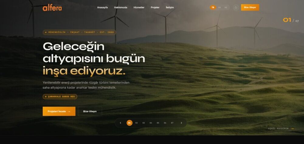 Alfera İnşaat web sitesi
