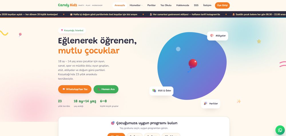 Candy Kids web sitesi