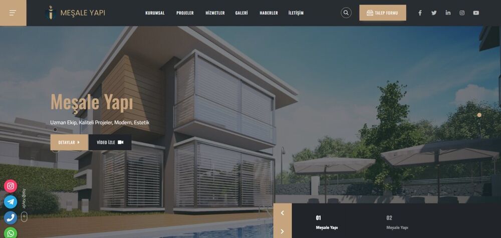 Meşale Yapı web sitesi