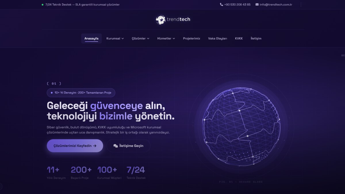 TrendTech — Siber güvenlik kurumsal sitesi